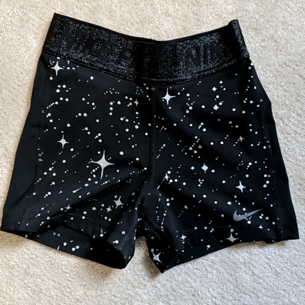 Nike Pro Black Silver Metallic Booty Shorts Small